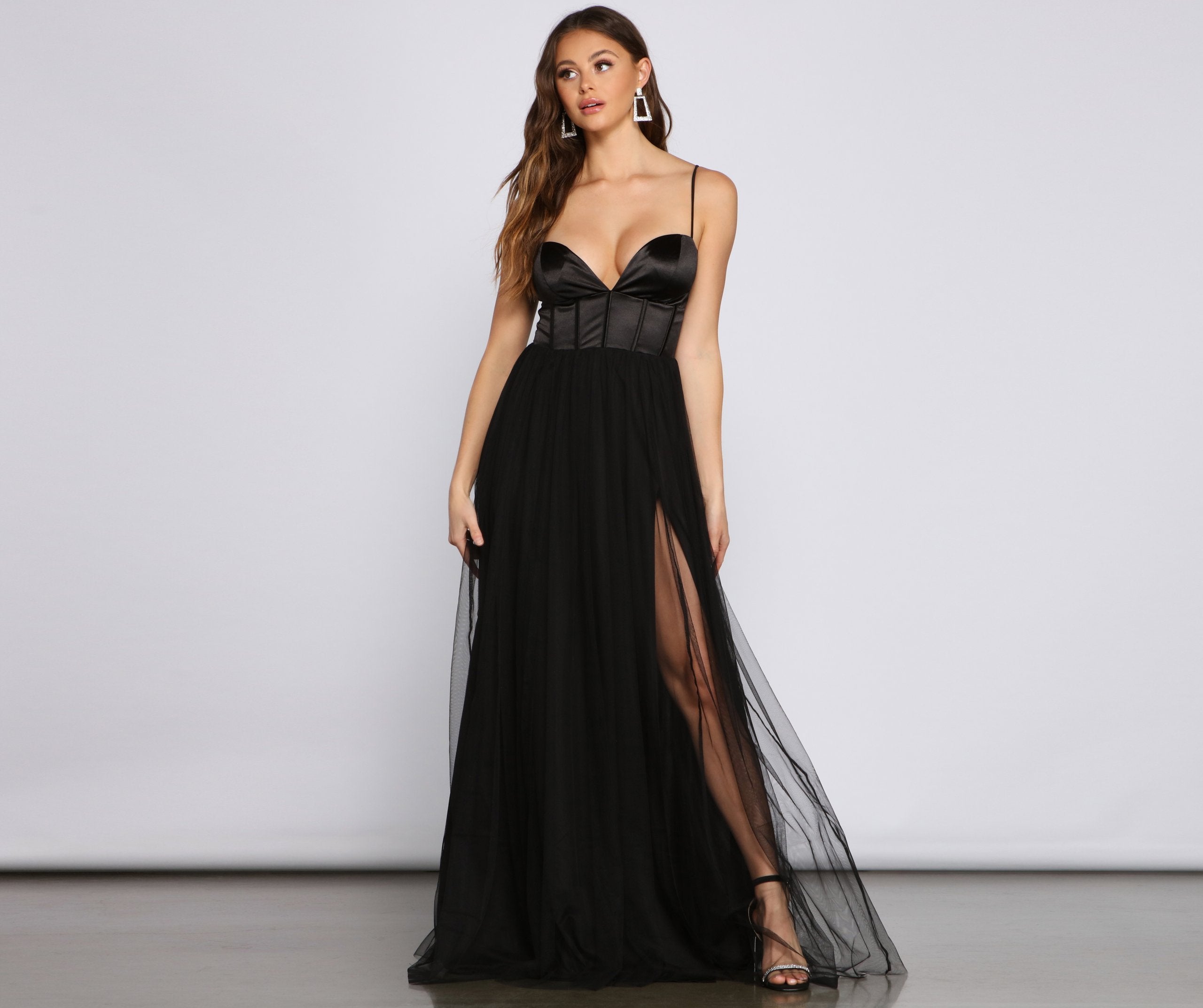 Bria Mesh Tulle Corset Gown Oshnow