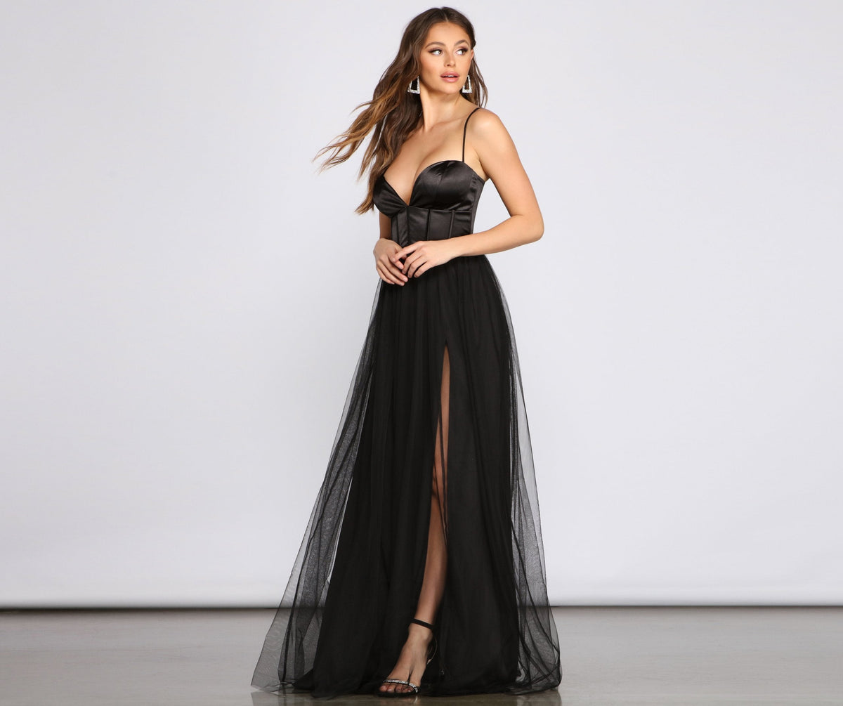 Bria Mesh Tulle Corset Gown Oshnow