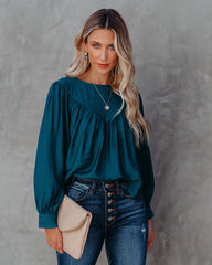 Bright As A Button Blouse - Dark Teal Oshnow