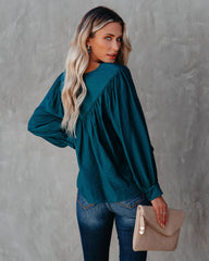 Bright As A Button Blouse - Dark Teal Oshnow