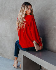 Bright As A Button Blouse - Red Oshnow