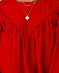 Bright As A Button Blouse - Red Oshnow