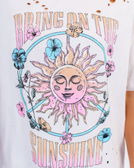 Bring On The Sunshine Cotton Distressed Tee Oshnow