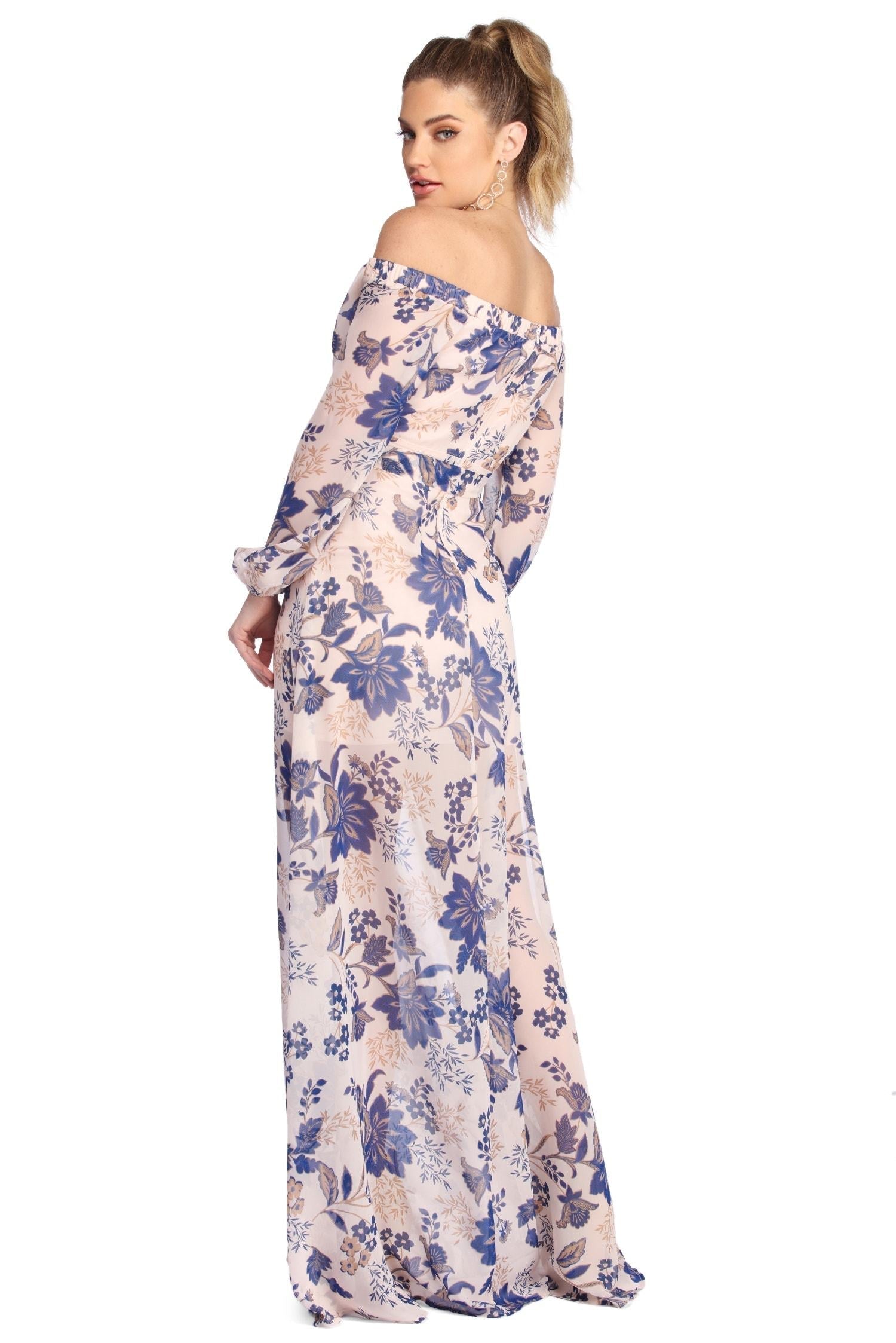 Britt Wrap Formal Floral Dress Oshnow