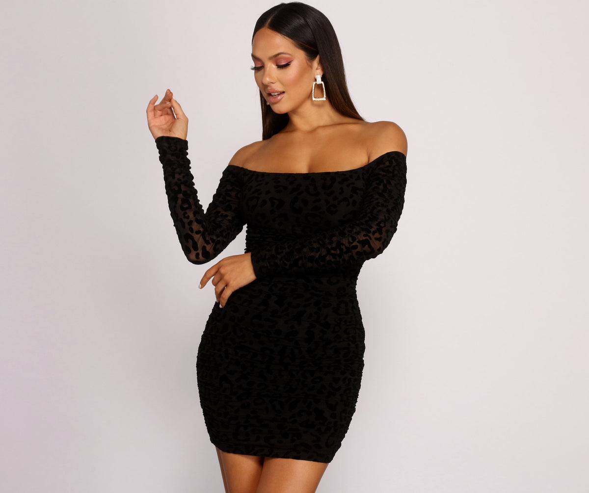 Burnout Mesh Leopard Print Mini Dress Oshnow