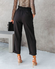 Busy As Usual Pocketed Paper Bag Pants - Black