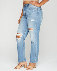 Caldecott High Waisted Distressed Mom Jeans