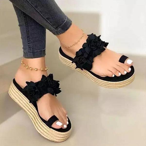 Casual Daily Flower Slip On Platform Sandals