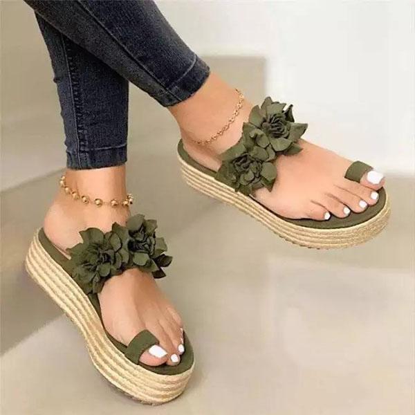 Casual Daily Flower Slip On Platform Sandals