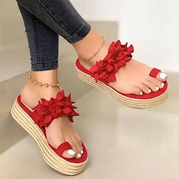 Casual Daily Flower Slip On Platform Sandals