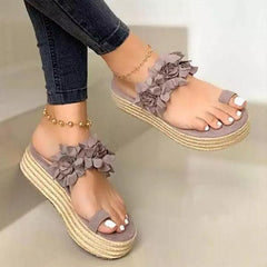 Casual Daily Flower Slip On Platform Sandals