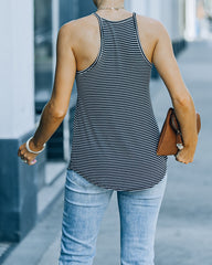 Caden Striped Knit Tank - Black Oshnow