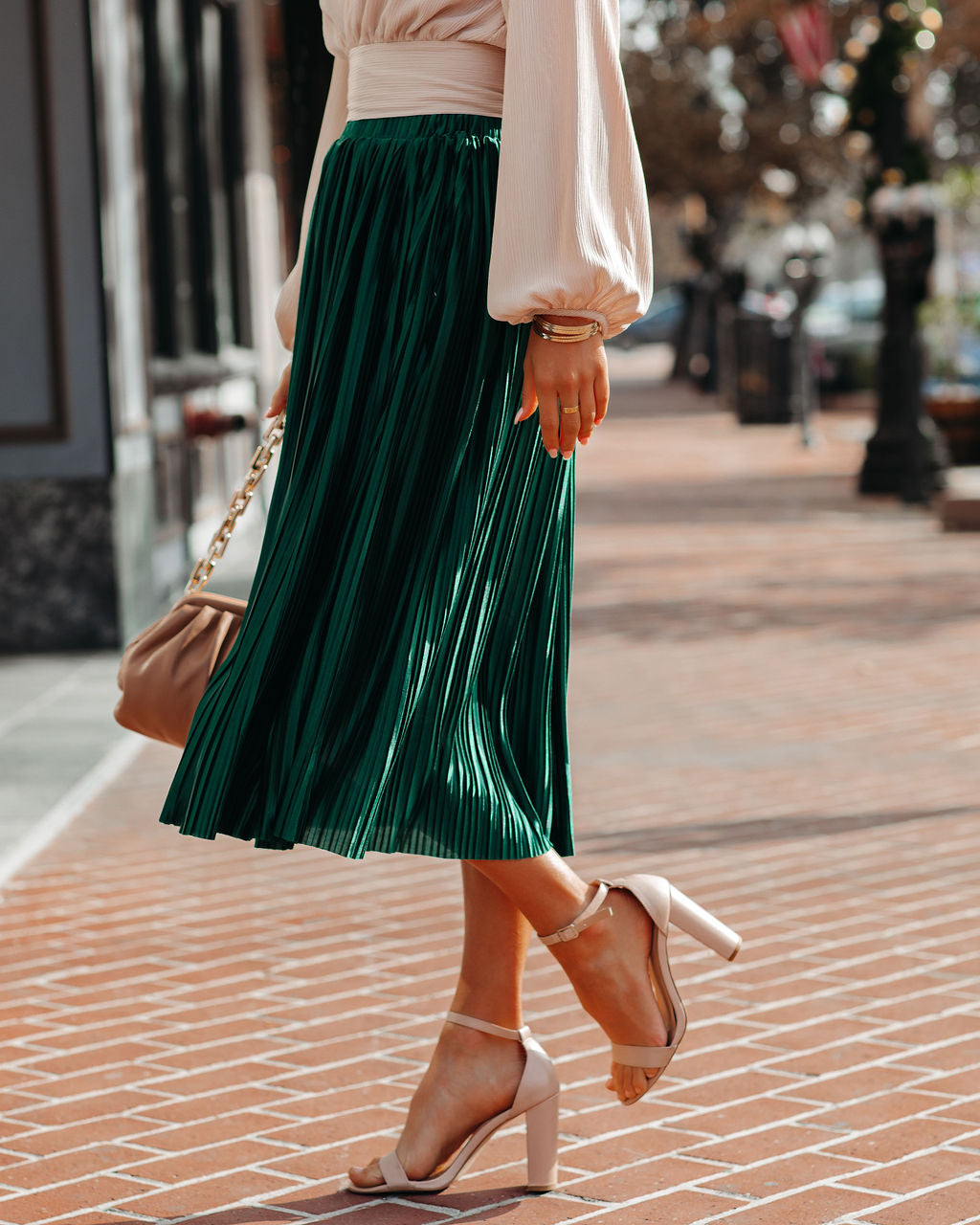 Cailey Pleated Midi Skirt - Green