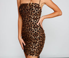 Call of The Wild Leopard Ruched Mini Dress Oshnow
