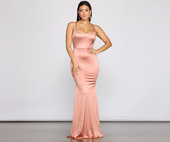 Candace Satin Ruched Mermaid Dress Oshnow