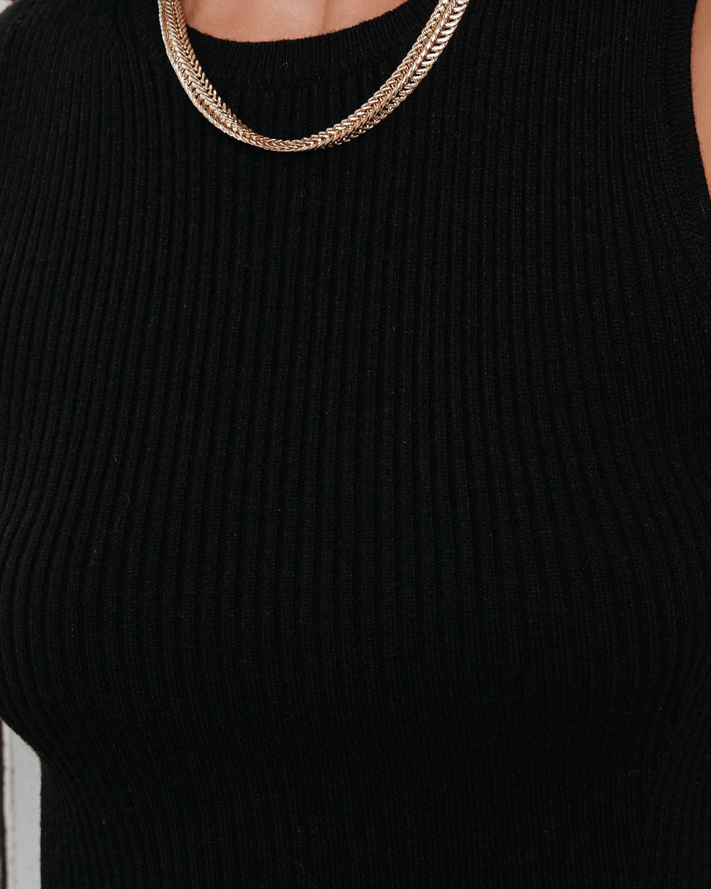 Candice Ribbed Knit Crop Top - Black