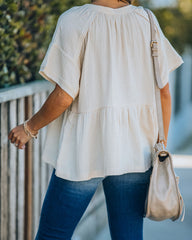 Candid Cotton Peplum Top - Natural Oshnow