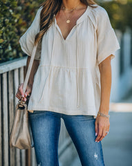 Candid Cotton Peplum Top - Natural Oshnow