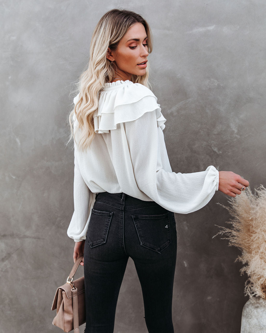 Candle In The Wind Textured Ruffle Blouse Oshnow