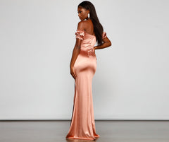 Capri Formal High Slit Satin Dress Oshnow