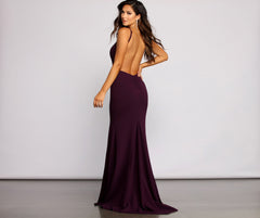 Cara Formal Crepe Open Back Dress Oshnow