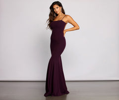 Cara Formal Crepe Open Back Dress Oshnow