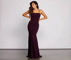 Cara Formal Crepe Open Back Dress Oshnow