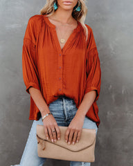 Carla Embossed Button Down Blouse - Blue