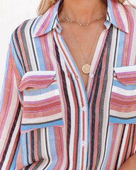 Carrigan Striped Button Down Top Oshnow