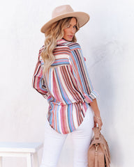 Carrigan Striped Button Down Top Oshnow