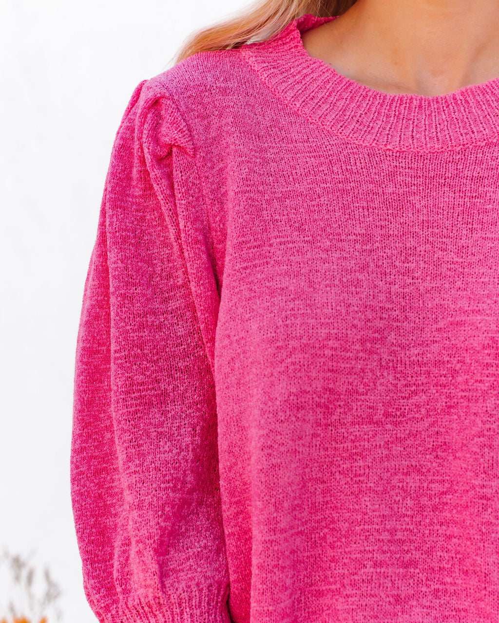 Carter Puff Sleeve Knit Top - Pink Oshnow