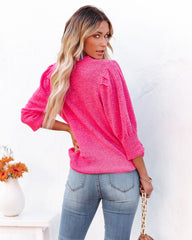 Carter Puff Sleeve Knit Top - Pink Oshnow