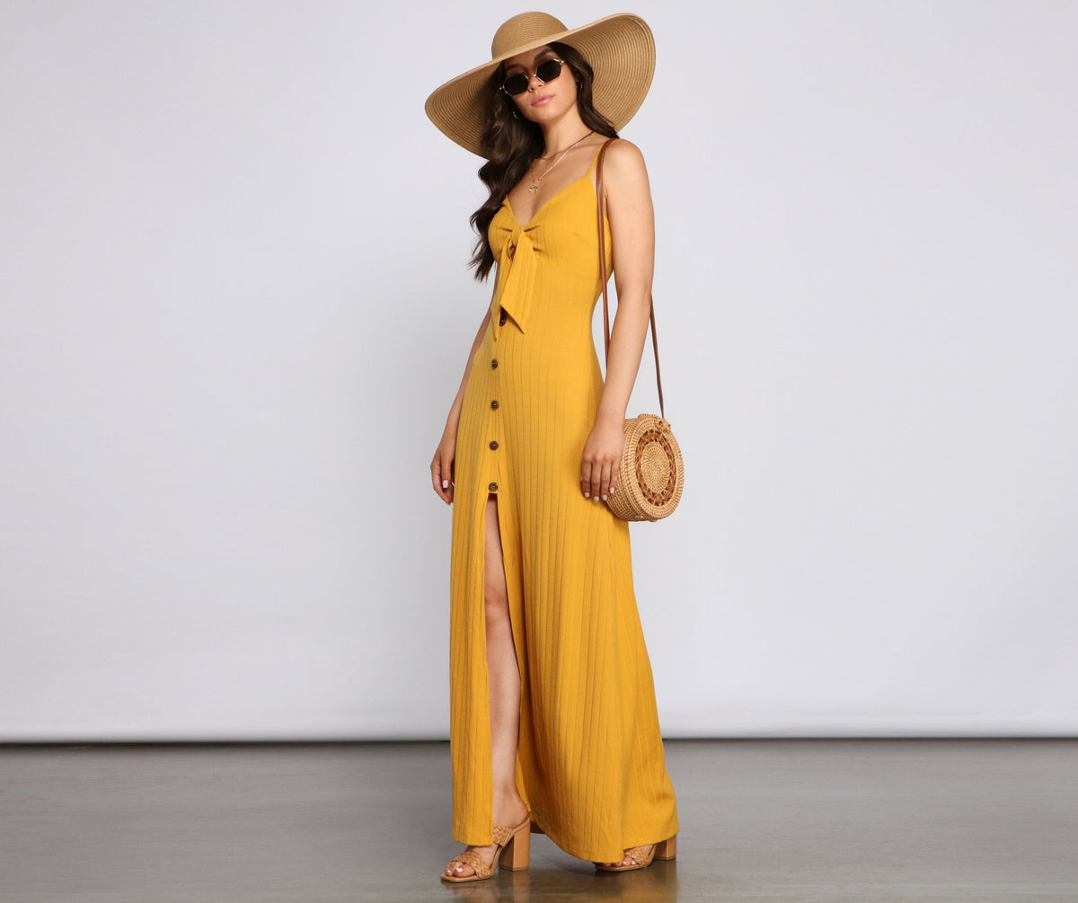 Casual Glam Ribbed Knit Maxi Dress Oshnow