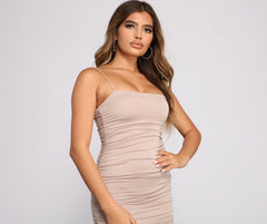 Casually Slay Square Neck Ruched Mini Dress Oshnow