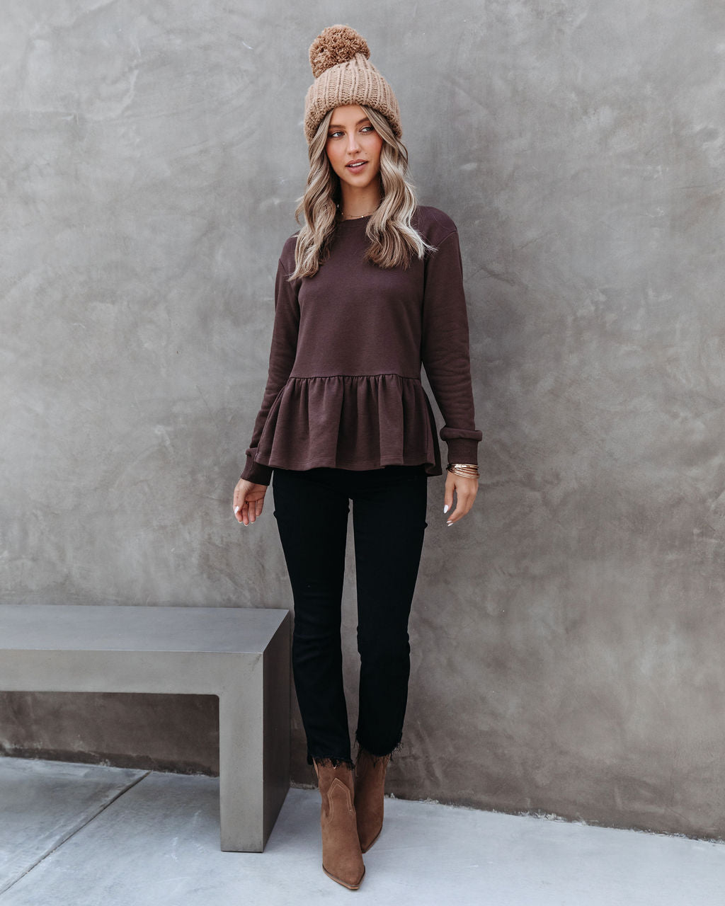 Sudadera con peplum Catherina - Chocolate 