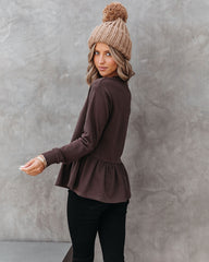 Catherina Peplum Sweatshirt - Chocolate