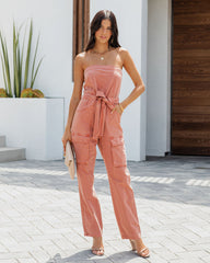 Cattano Cotton Utility Jumpsuit - Rust