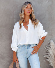 Cava Puff Sleeve Button Down Blouse Oshnow