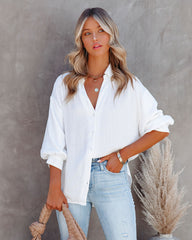 Cava Puff Sleeve Button Down Blouse Oshnow