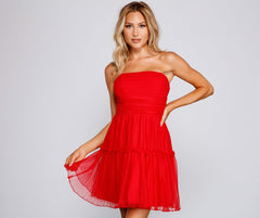 Cecilla Formal Pleated Tulle Party Dress Oshnow