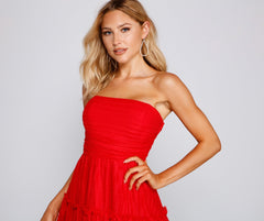 Cecilla Formal Pleated Tulle Party Dress Oshnow