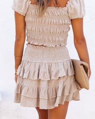 Centenario Cotton Tiered Mini Skirt - Taupe