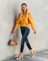 Centerpiece Satin Statement Blouse - Gold Oshnow