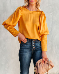 Centerpiece Satin Statement Blouse - Gold Oshnow