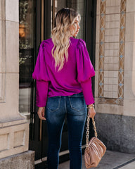 Centerpiece Satin Statement Blouse - Orchid Oshnow