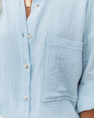 Chadley Cotton Button Down Top - Blue Oshnow