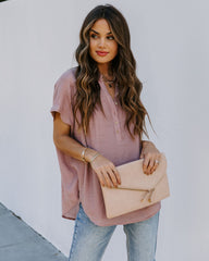 Chance Collared Woven Top - Mauve Oshnow