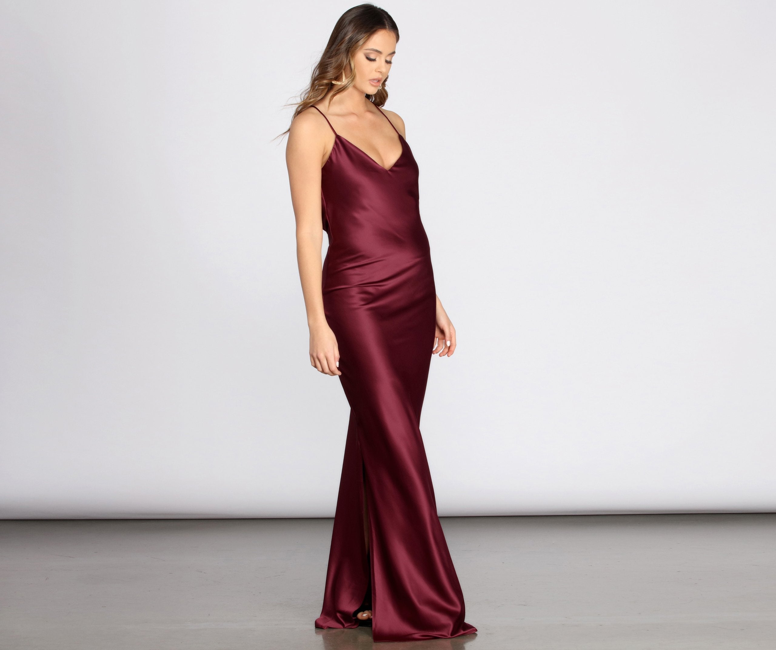 Chantel Cowl Back Satin Dress Oshnow