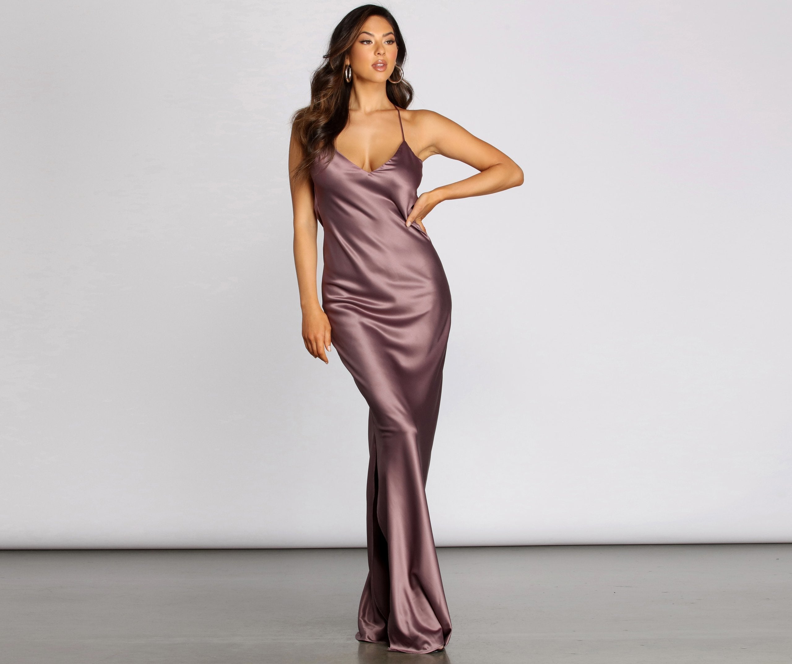 Chantel Cowl Back Satin Dress Oshnow