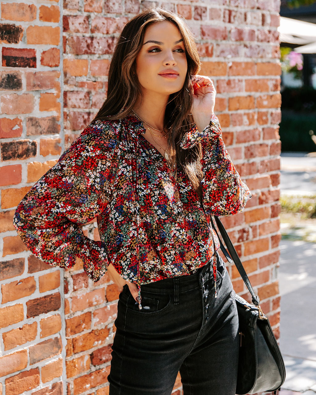 Charlize Floral Ruffle Blouse Oshnow